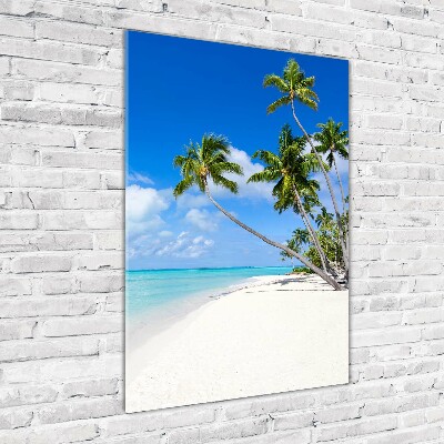 Cuadro de metacrilato moderno efecto cristal vertical Playa tropical