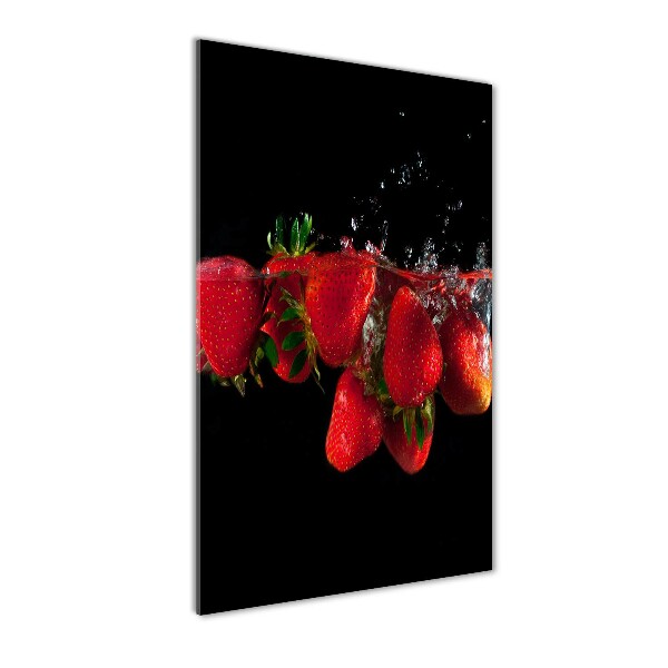 Cuadro decorativo en acrílico brillante vertical Fresas en agua