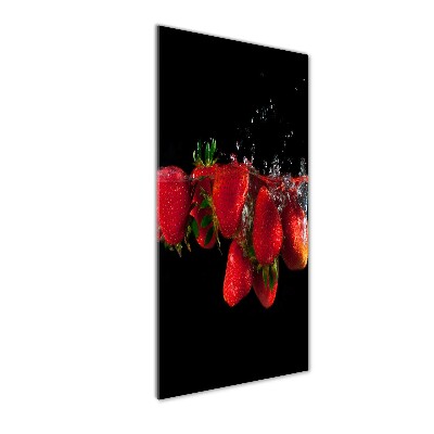 Cuadro decorativo en acrílico brillante vertical Fresas en agua
