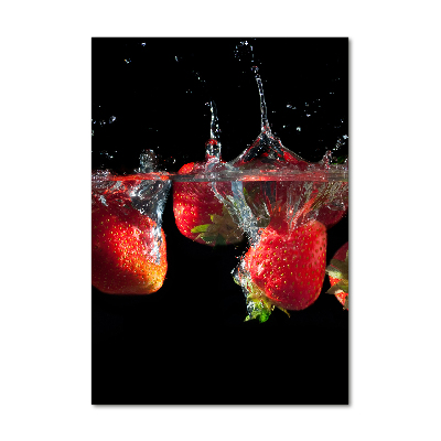 Cuadro decorativo en acrílico brillante vertical Fresas en agua