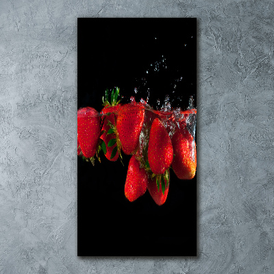 Cuadro decorativo en acrílico brillante vertical Fresas en agua