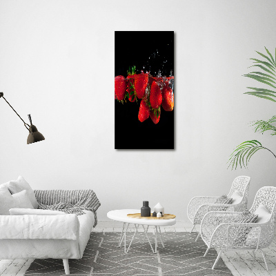 Cuadro decorativo en acrílico brillante vertical Fresas en agua