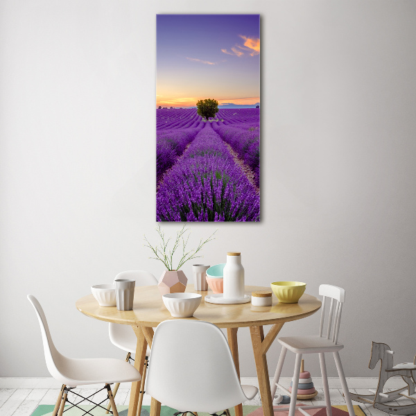 Cuadro decorativo en acrílico brillante vertical campo de lavanda