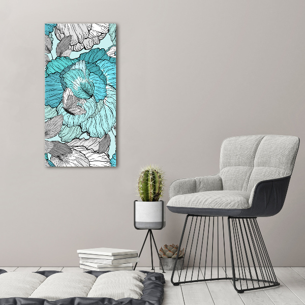 Cuadro decorativo en acrílico brillante vertical Patrón floral