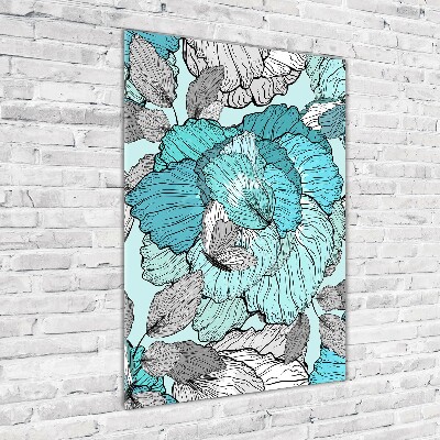 Cuadro decorativo en acrílico brillante vertical Patrón floral