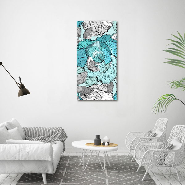 Cuadro decorativo en acrílico brillante vertical Patrón floral