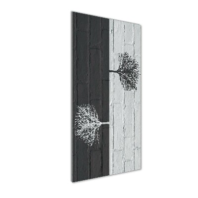 Cuadro de metacrilato moderno efecto cristal vertical Árboles en la pared