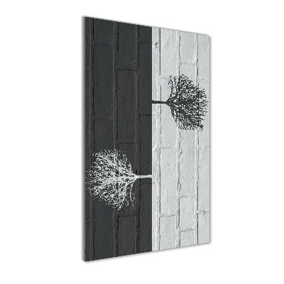 Cuadro de metacrilato moderno efecto cristal vertical Árboles en la pared