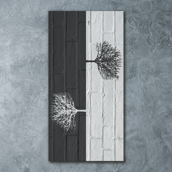 Cuadro de metacrilato moderno efecto cristal vertical Árboles en la pared