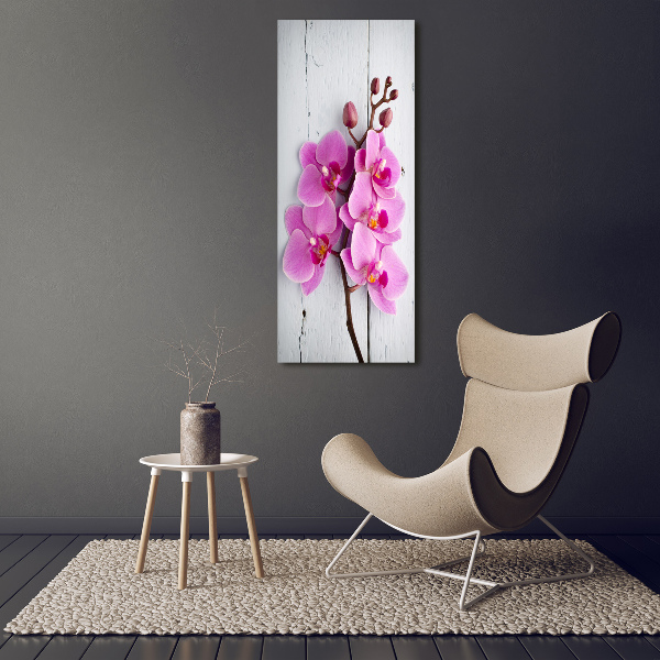 Cuadro decorativo en acrílico brillante vertical Orquídea rosa