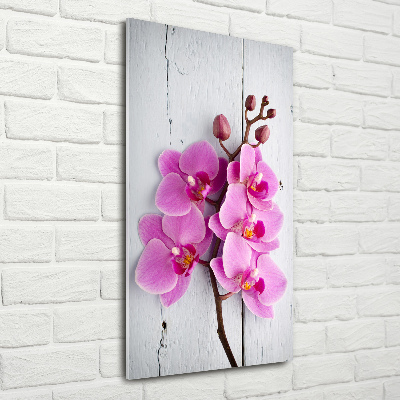 Cuadro decorativo en acrílico brillante vertical Orquídea rosa