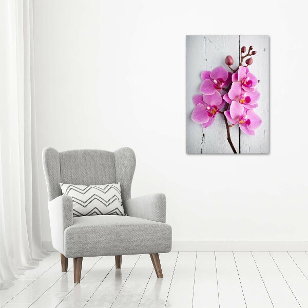 Cuadro decorativo en acrílico brillante vertical Orquídea rosa