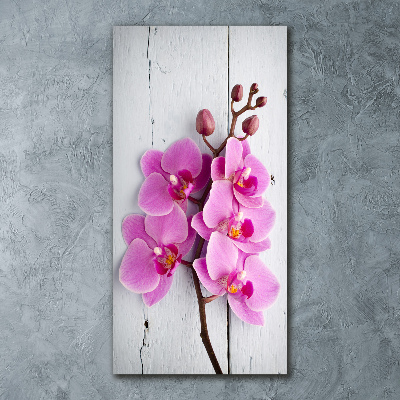 Cuadro decorativo en acrílico brillante vertical Orquídea rosa