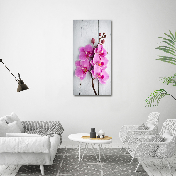 Cuadro decorativo en acrílico brillante vertical Orquídea rosa