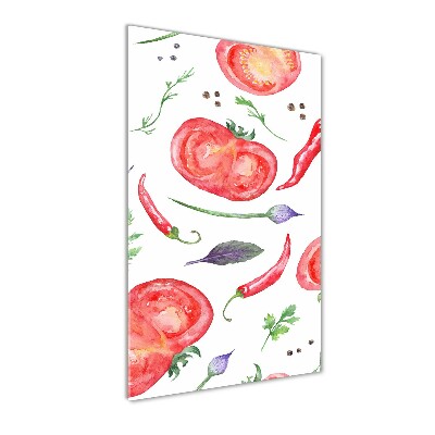 Cuadro de metacrilato moderno efecto cristal vertical Verduras