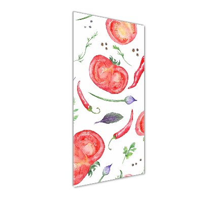 Cuadro de metacrilato moderno efecto cristal vertical Verduras