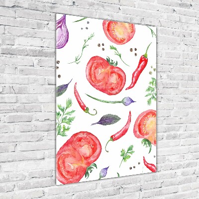 Cuadro de metacrilato moderno efecto cristal vertical Verduras