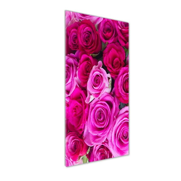 Cuadro de metacrilato moderno efecto cristal vertical rosas rosadas