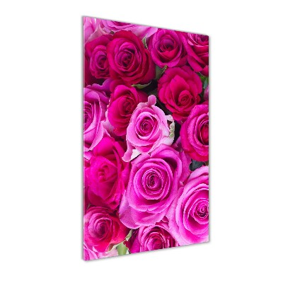 Cuadro de metacrilato moderno efecto cristal vertical rosas rosadas