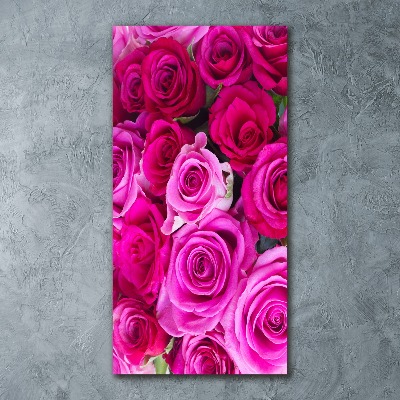 Cuadro de metacrilato moderno efecto cristal vertical rosas rosadas
