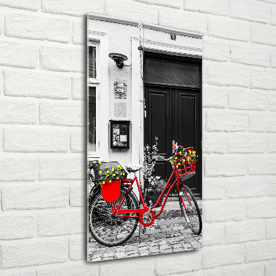 Cuadro de metacrilato moderno efecto cristal vertical Bicicleta de ciudad