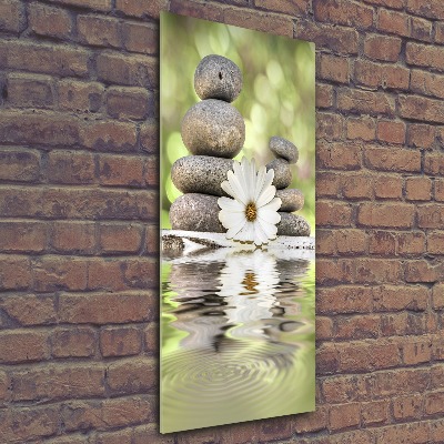 Cuadro de metacrilato vertical Piedras y flores