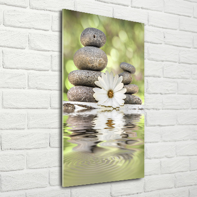 Cuadro de metacrilato vertical Piedras y flores