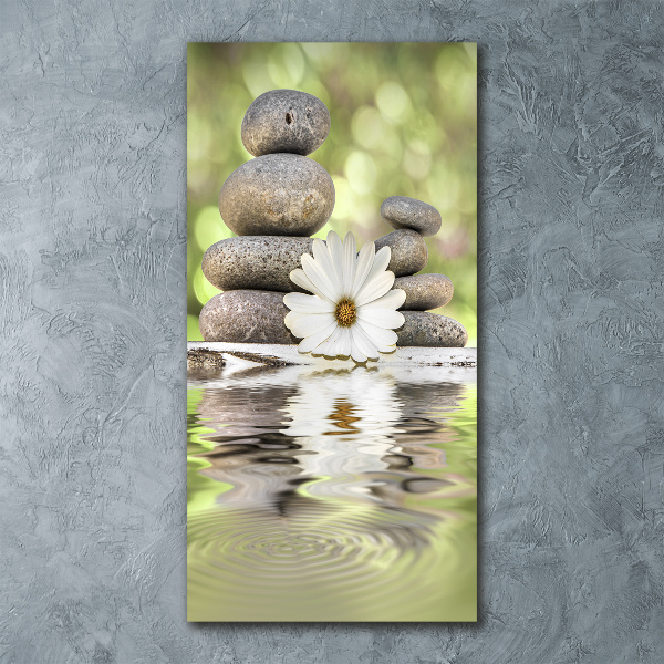 Cuadro de metacrilato vertical Piedras y flores