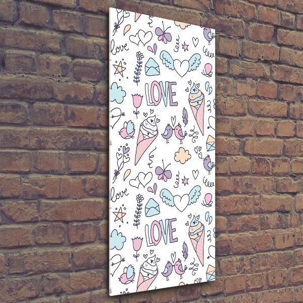 Cuadro decorativo en acrílico brillante vertical Patrón romántico