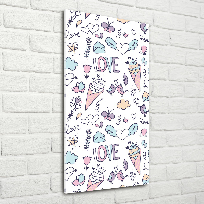 Cuadro decorativo en acrílico brillante vertical Patrón romántico