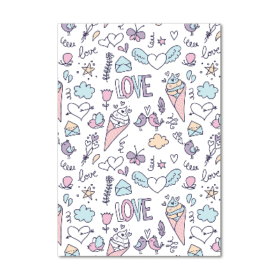 Cuadro decorativo en acrílico brillante vertical Patrón romántico