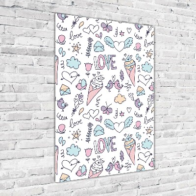 Cuadro decorativo en acrílico brillante vertical Patrón romántico