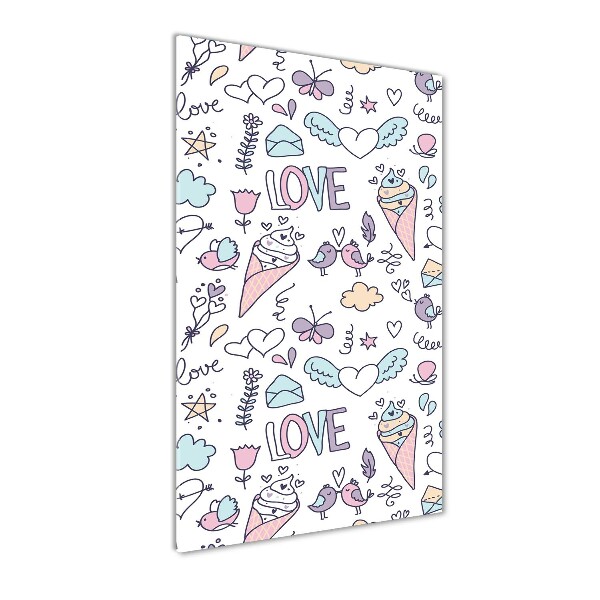 Cuadro decorativo en acrílico brillante vertical Patrón romántico