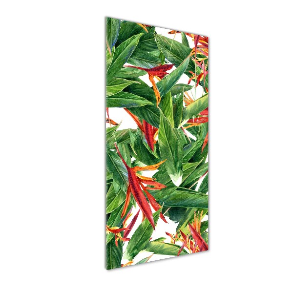 Cuadro de metacrilato moderno efecto cristal vertical Strelitzia reginae