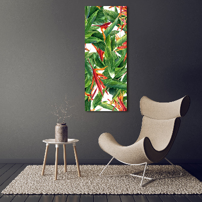 Cuadro de metacrilato moderno efecto cristal vertical Strelitzia reginae