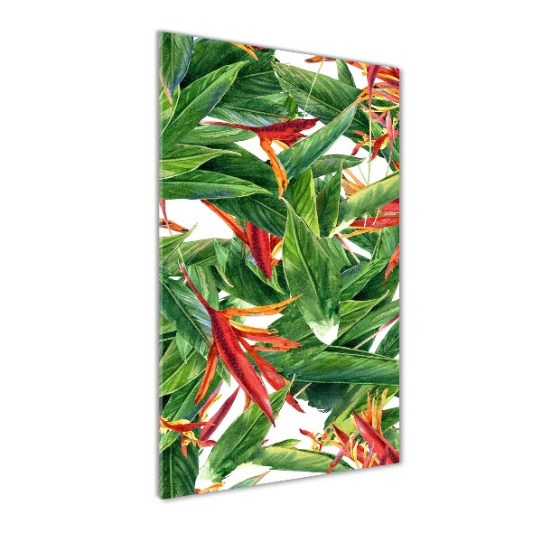 Cuadro de metacrilato moderno efecto cristal vertical Strelitzia reginae