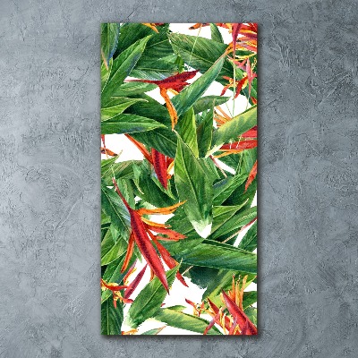 Cuadro de metacrilato moderno efecto cristal vertical Strelitzia reginae