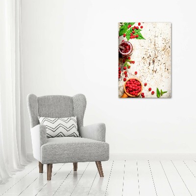 Cuadro decorativo en acrílico brillante vertical Mermelada de frambuesa