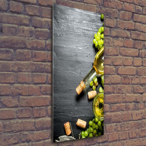 Cuadro de metacrilato moderno efecto cristal vertical Uvas y vino