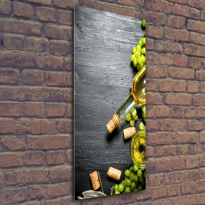 Cuadro de metacrilato moderno efecto cristal vertical Uvas y vino