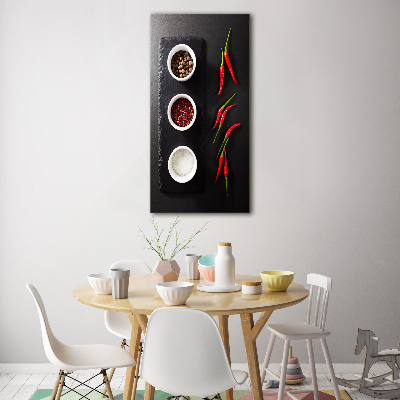 Cuadro decorativo en acrílico brillante vertical Especias y pimientos