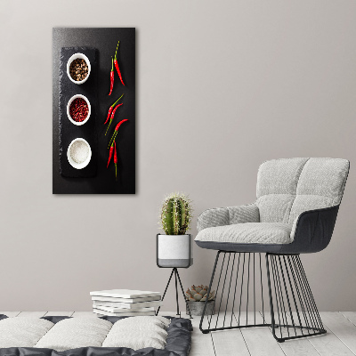 Cuadro decorativo en acrílico brillante vertical Especias y pimientos