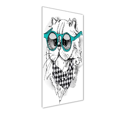 Cuadro decorativo en acrílico brillante vertical Gato con gafas