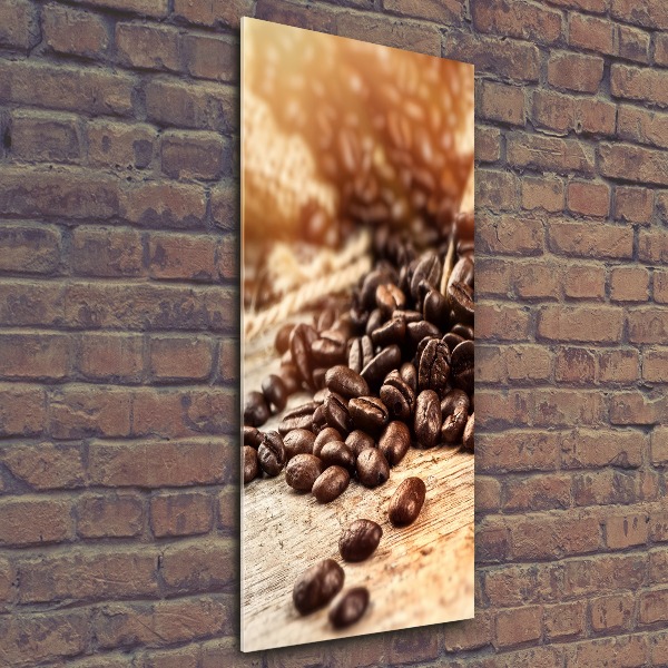 Cuadro decorativo en acrílico brillante vertical Granos de café