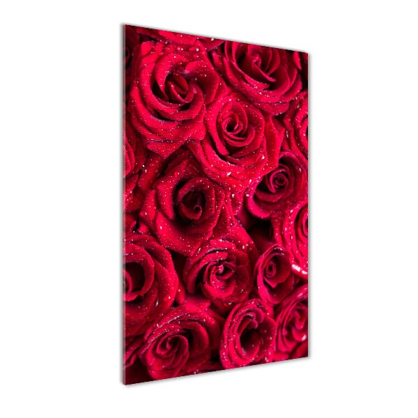 Cuadro decorativo en acrílico brillante vertical rosas rojas