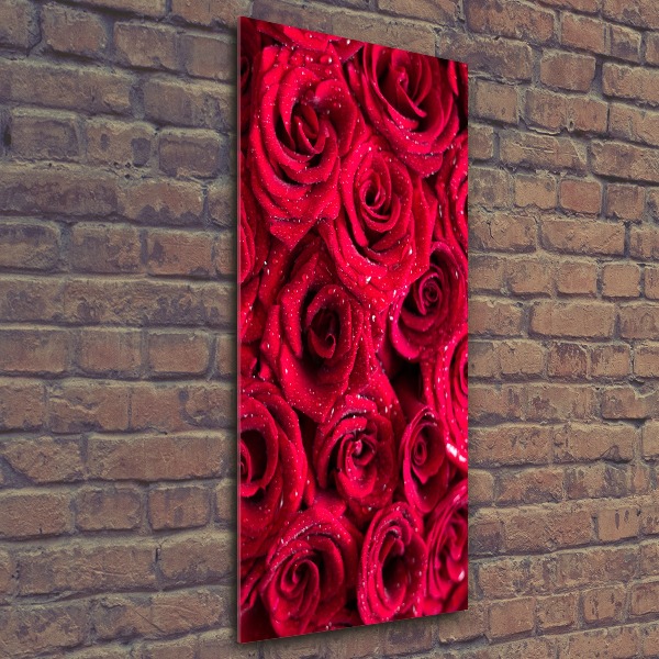 Cuadro decorativo en acrílico brillante vertical rosas rojas