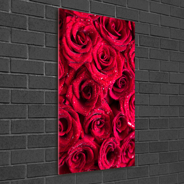 Cuadro decorativo en acrílico brillante vertical rosas rojas