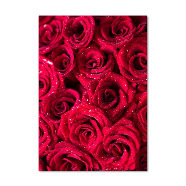 Cuadro decorativo en acrílico brillante vertical rosas rojas