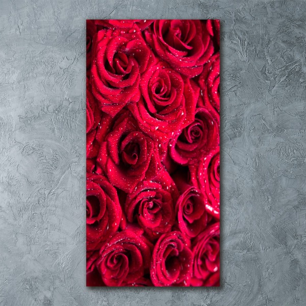 Cuadro decorativo en acrílico brillante vertical rosas rojas