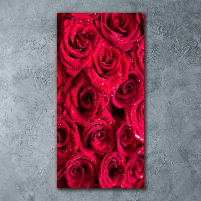 Cuadro decorativo en acrílico brillante vertical rosas rojas
